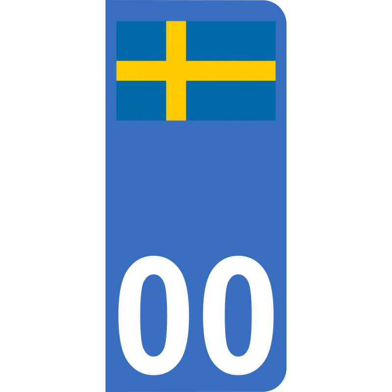 Autocollants drapeau de Suède pour plaque immatriculation numéro au choix