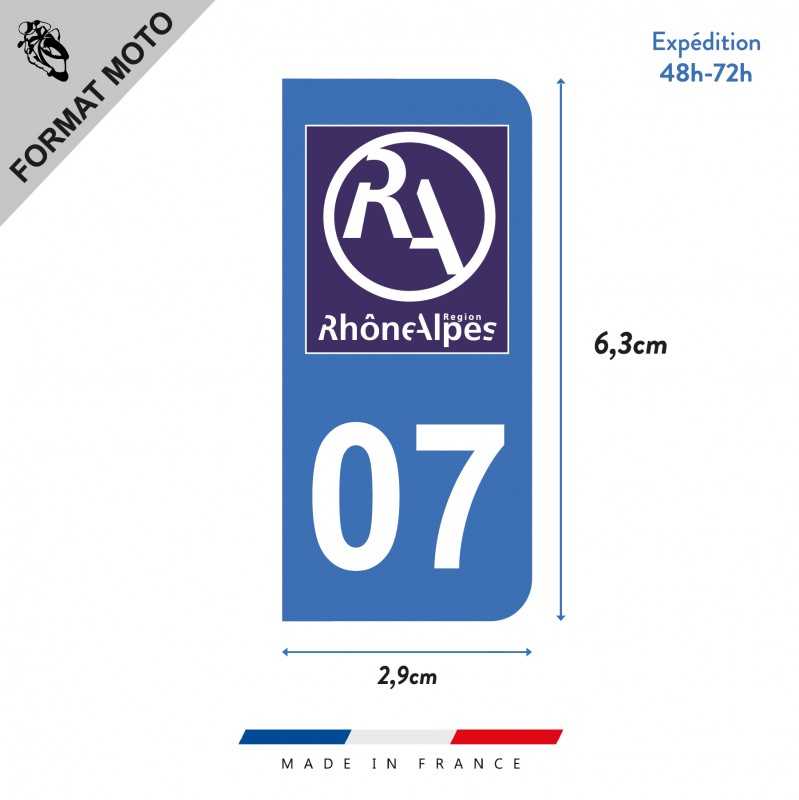 Set 2 Adesivi Per Targa Auto Dipartimento 07 | Regione Rhône-Alpes | Logo Ancienne Région | Francia