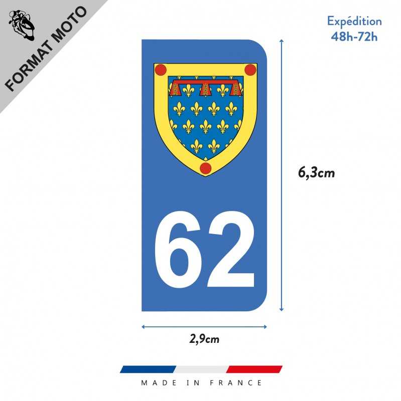 Autocollants Départementaux Régionaux Pour Plaques D'immatriculation - Département 62 (Hauts-de-France) - Lot De 2 - 5